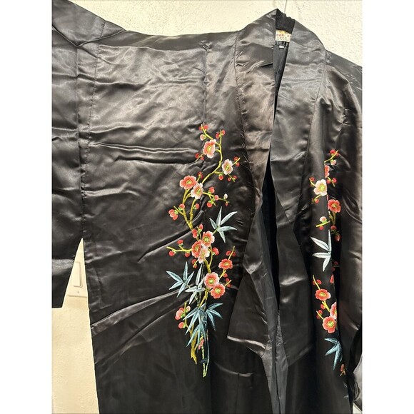 ADULT SATIN GOLDEN BEE BLACK EMBROIDERED ROBE ADULT S  Kimono - Picture 2 of 7